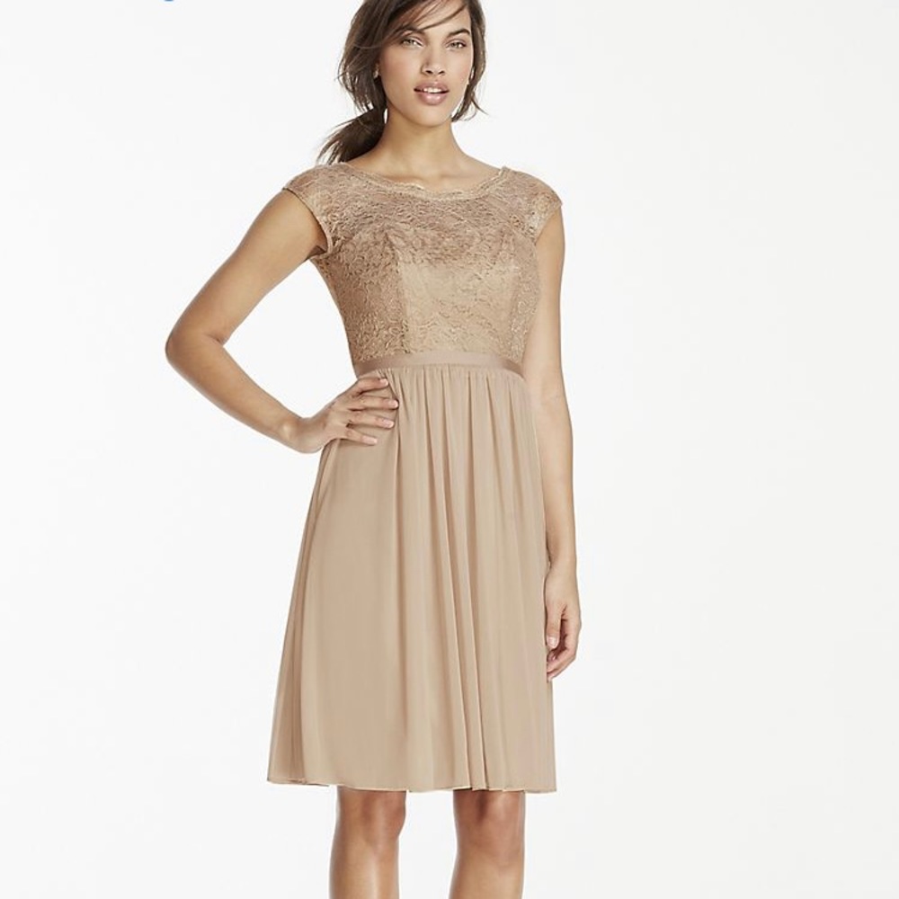 David’s Bridal Bridesmaid Dress Sz 4 Illusion Neck